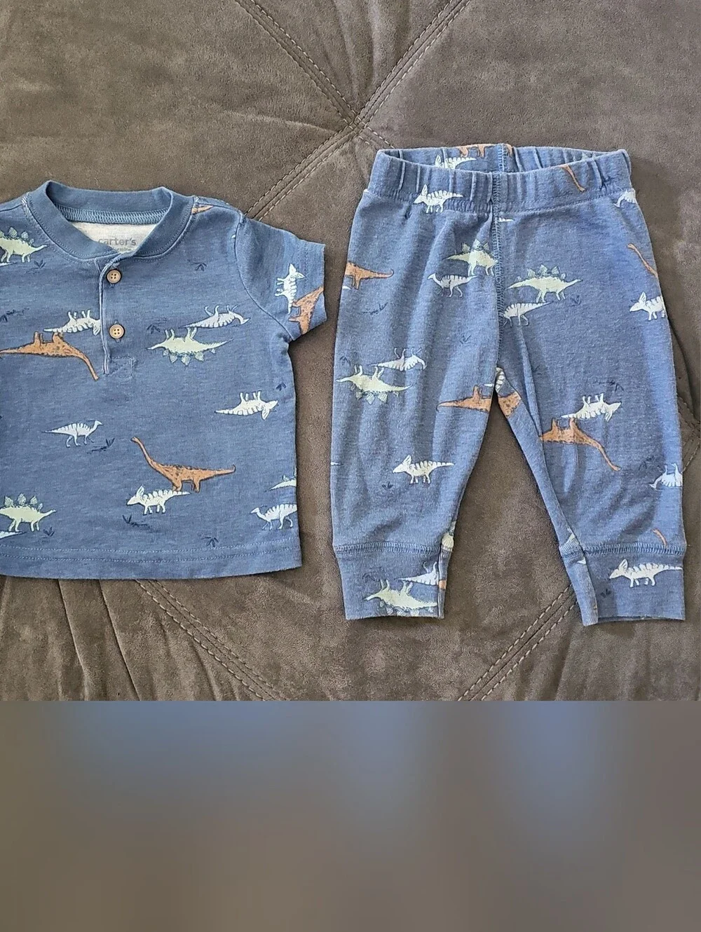 Toddler Blue Dinosaur  Pajama Set Size 3-6 Months